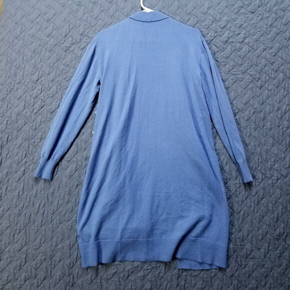 Worthington Women's Open Long Cardigan Sweater Size S Pockets Blue Striped New - Picture 10 of 11